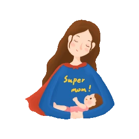 母亲节超人妈妈抱着婴儿睡觉图片