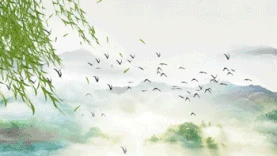 中国古风LED柳树燕子背景