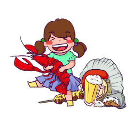 烧烤节小龙虾啤酒海鲜插画图片