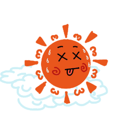 夏季橙色热晕的太阳中暑免扣表情包
