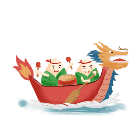 端午节粽子划龙舟卡通gif图素材图片