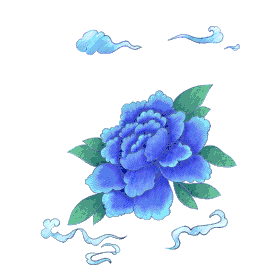 蓝色唯美刺绣质感蓝色牡丹花中国风花国潮