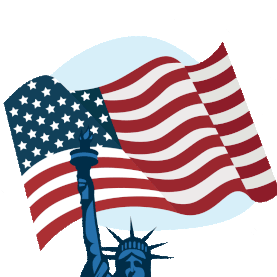 自由女神像美国地标国旗图片