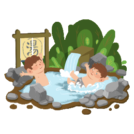 可爱手绘泡温泉洗澡小男孩人人物图片
