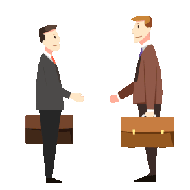 商务企业合作两个工作人员提公文包握手合作商务扁平招聘图片