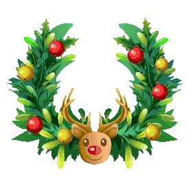 圣诞花环鹿头装饰绿色花环圣诞节快乐节日冬天冬季麋鹿可爱卡通图片