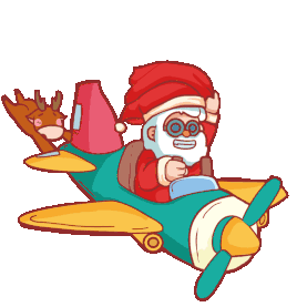 圣诞节圣诞老人坐飞机发礼物礼物掉落驯鹿送礼物gif图素材图片