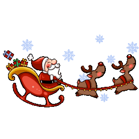 圣诞节圣诞驯鹿拉雪橇圣诞老人飞行送礼物gif图素材图片