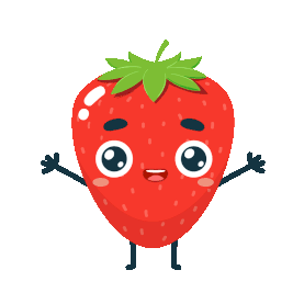 拟人草莓水果打招呼挥手可爱开心高兴动图gif