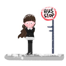 冬天冬季下雪雪天雪中女子车站等车gif图素材元素寒潮图片