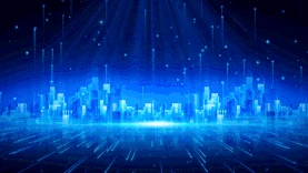 科技城市蓝色光线视频背景图片