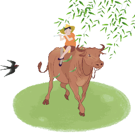 清明节清明骑牛的牧童燕子绿柳大地回春踏青gif图素材图片