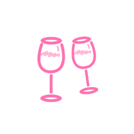 粉色红酒杯干杯情人节浪漫约会线条贴纸图片