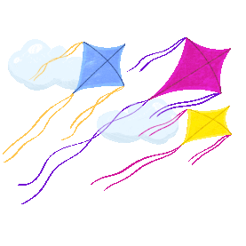 春天春游放风筝云朵漂浮卡通gif图素材图片