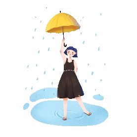打伞女孩下雨天卡通gif图素材图片