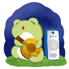 夏天立夏可爱小青蛙弹琴唱歌卡通gif图素材图片