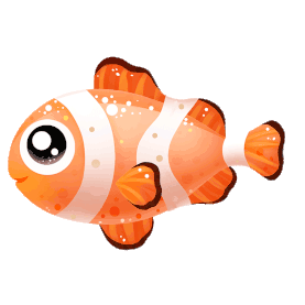 海洋生物鱼类可爱小丑鱼游玩卡通手绘橙色gif图素材图片