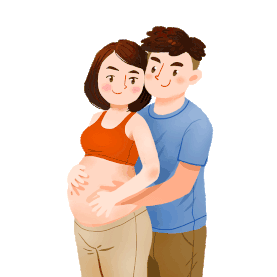 家庭孕妇孕妈老公怀孕胎教摸肚子gif图素材图片