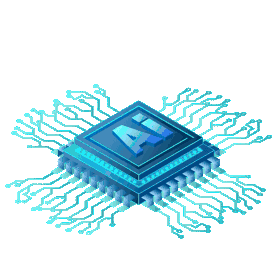 科技AI人工智能计算机大脑芯片2.5D立体蓝色gif图素材图片