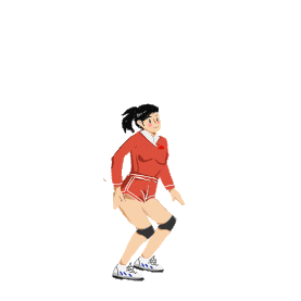 体育运动女子排球运动员打球手绘卡通gif图素材