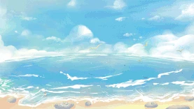 夏天沙滩海滩旅游度假蓝天白云唯美治愈视频背景蓝色gif图素材图片
