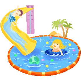 夏天水上乐园水上活动游泳水滑梯gif图素材
