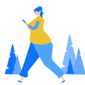 玩手机走路女人低头一族低头走路走扁平蓝色gif图素材图片