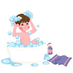 洗澡沐浴洗护用品人物清洁卫生洗头gif图素材图片