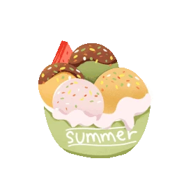 夏天冷饮碗装雪糕冰淇淋冰激凌可爱萌雪球多球甜品gif图素材