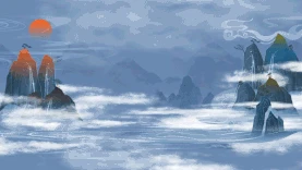 中国风国潮山水画山河云古风视频背景gif图素材