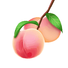 树枝上的新鲜水蜜桃桃子粉色gif图素材