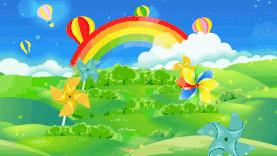 彩虹草地风车卡通童趣视频背景gif图素材