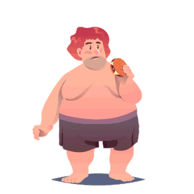 健身胖子减肥后健康饮食瘦身卡通gif图素材图片