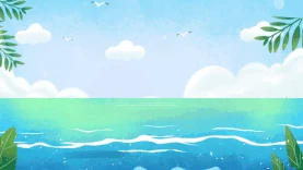 夏天蓝天白云大海海面植物绿叶视频背景gif图素材图片