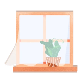 窗户窗帘飘动盆栽清新绿植居家gif图素材