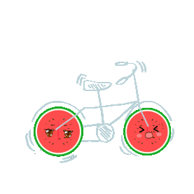 夏天拟人大暑简约小清新西瓜线条自行车gif图素材图片