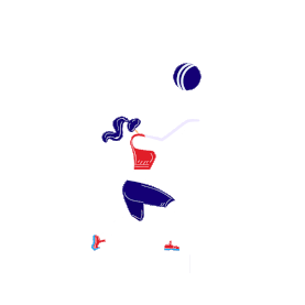 红蓝线描面排球体育比赛运动员人物gif图素材图片