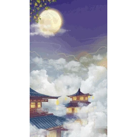 中秋宫阙云海gif图片背景中国风竖版视频背景海报gif图素材图片