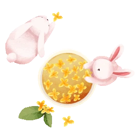 中秋节中秋玉兔玩耍飘落的桂花gif图素材图片