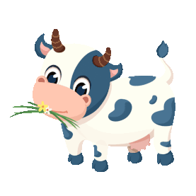 奶牛可爱动物吃草牲畜小牛gif图素材图片