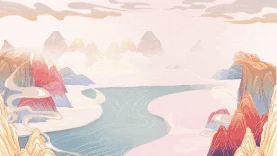 山川河流中国风粉色山水风景视频背景gif图素材