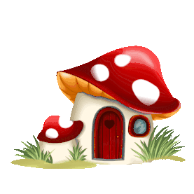 可爱蘑菇屋草丛卡通童话gif图素材