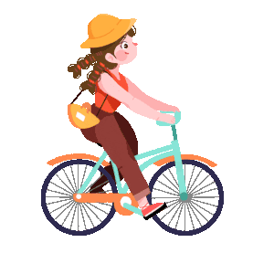 骑行骑自行车游玩兜风郊游女孩gif图素材
