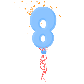 气球蓝色数字8装饰动图gif