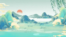 中国风山水绿色山峰古风视频背景gif图素材