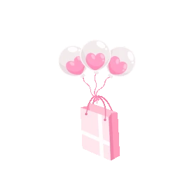 挂着爱心气球的粉色礼物gif图素材