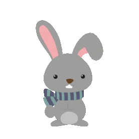 卡通冬季活动的小动物兔子