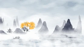 古风文艺山水画视频背景水墨彩色gif图素材图片