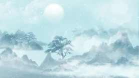 国风山水画视频背景淡彩蓝色gif图素材