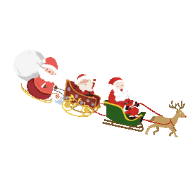 圣诞节圣诞老人驾麋鹿雪橇送礼物动图gif